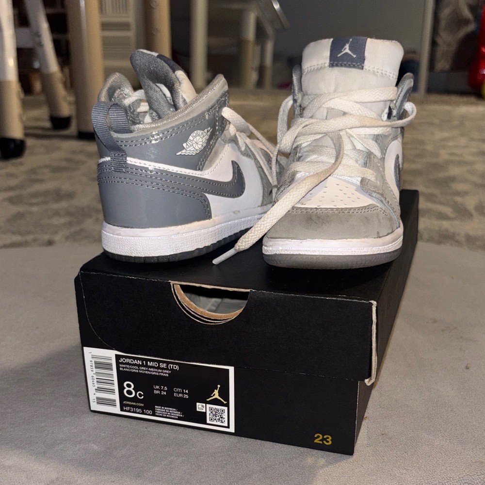Jordan Kids' White and Gray Sneakers